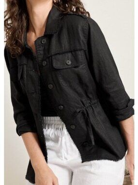 Tommy Bahama Two Palms Utility Jacket Womens Small Linen Raw Edge Quiet Luxury